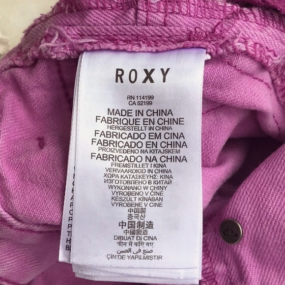 Roxy Pink Denim Button Fly Shorts Size 27 - Picture 12 of 16